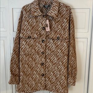 Missguided zebra shacket NWT size 6 Tall